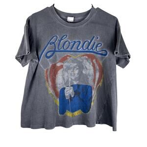 MadeWorn Blondie Heart of Glass Boxy Fit Distressed Rock n Roll Cropped T-Shirt